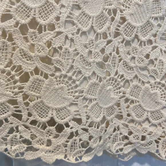Loft Cream Cotton Ribbon Waist Floral Lace Mini Skirt Zip Lined Size 6 - Picture 2 of 10